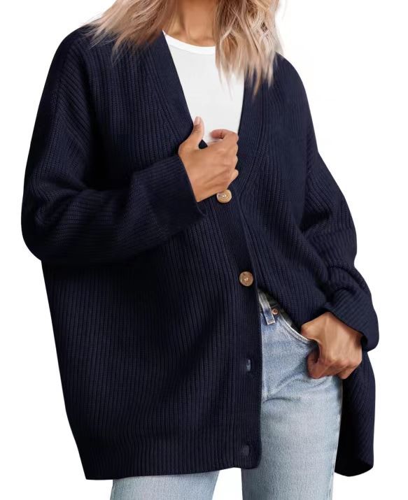 Cardigan Women's Knit Oversized Striped Sweater