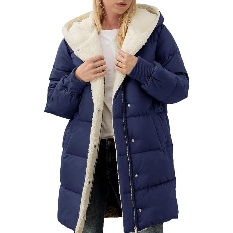 Women's Fleece Lined Puffer Coat Hooded Parka