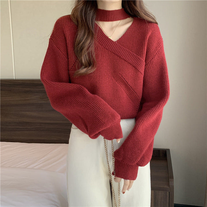 Women's Long Sleeve Merino Wool Knit Sweater V Neck Pullover