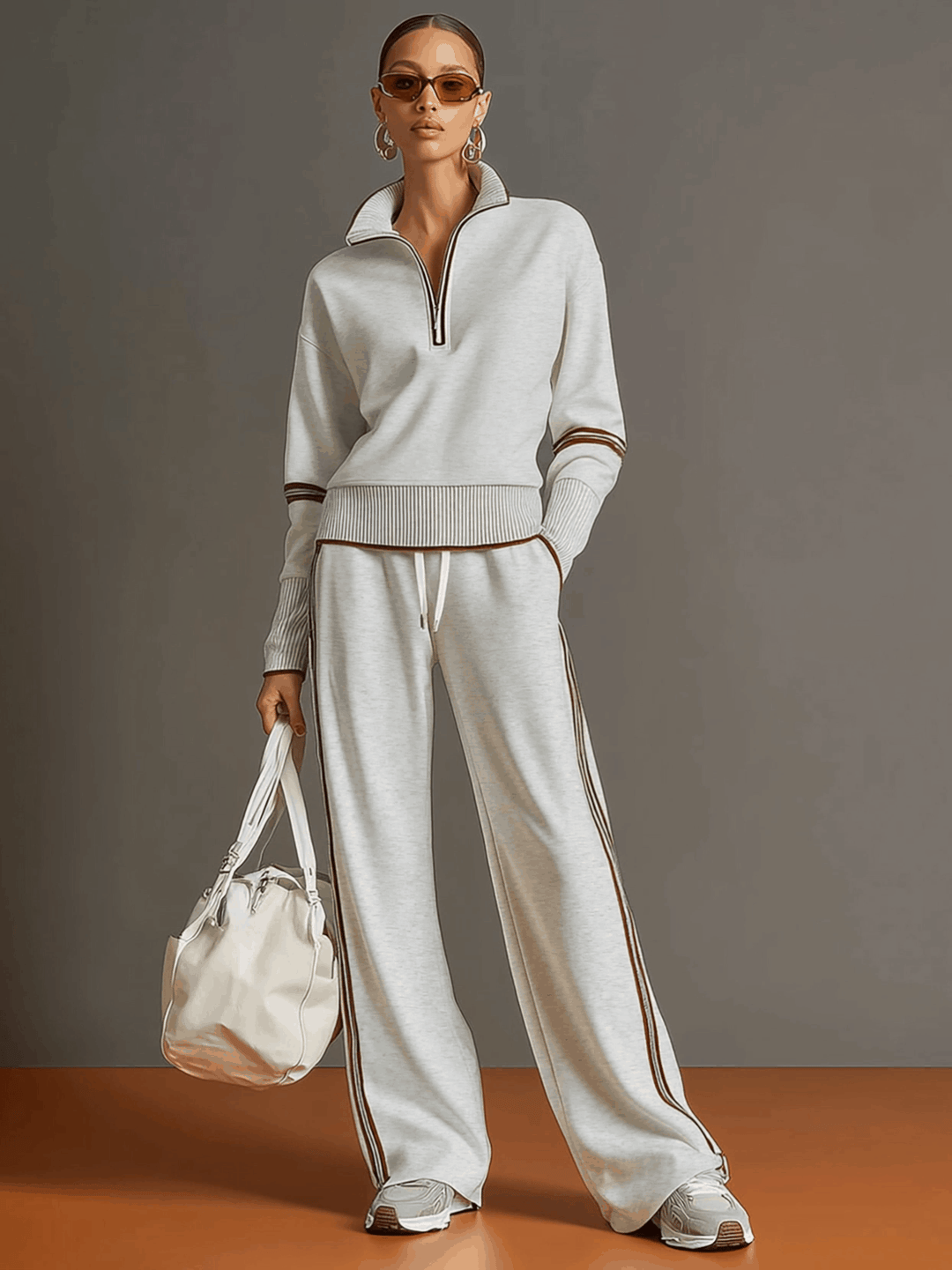 Women's Knit Two-Piece Wide Leg Lounge Set