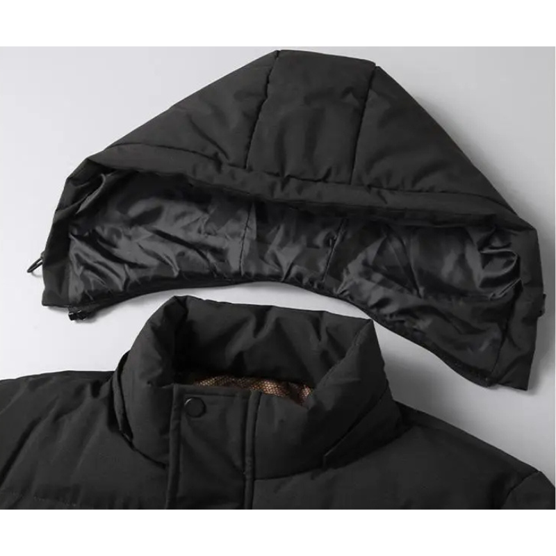 Men's Fleece Hooded Long Down Coat