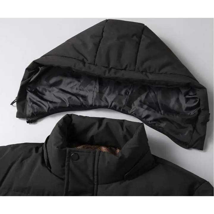 Men's Fleece Hooded Long Down Coat