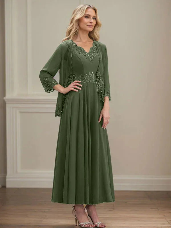 Women's Chiffon Evening Dress with Jacket