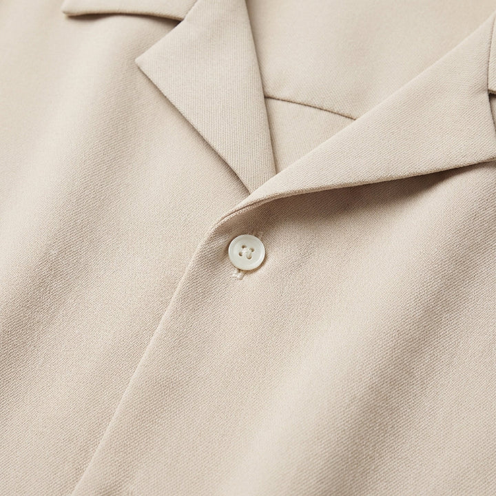 Men's Open Collar Long Sleeve Linen Shirt Relaxed Fit Lightweight