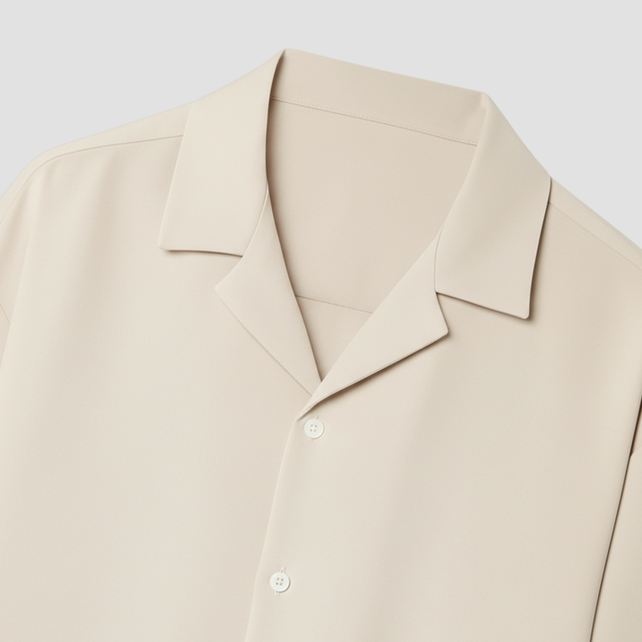 Men's Open Collar Long Sleeve Linen Shirt Relaxed Fit Lightweight