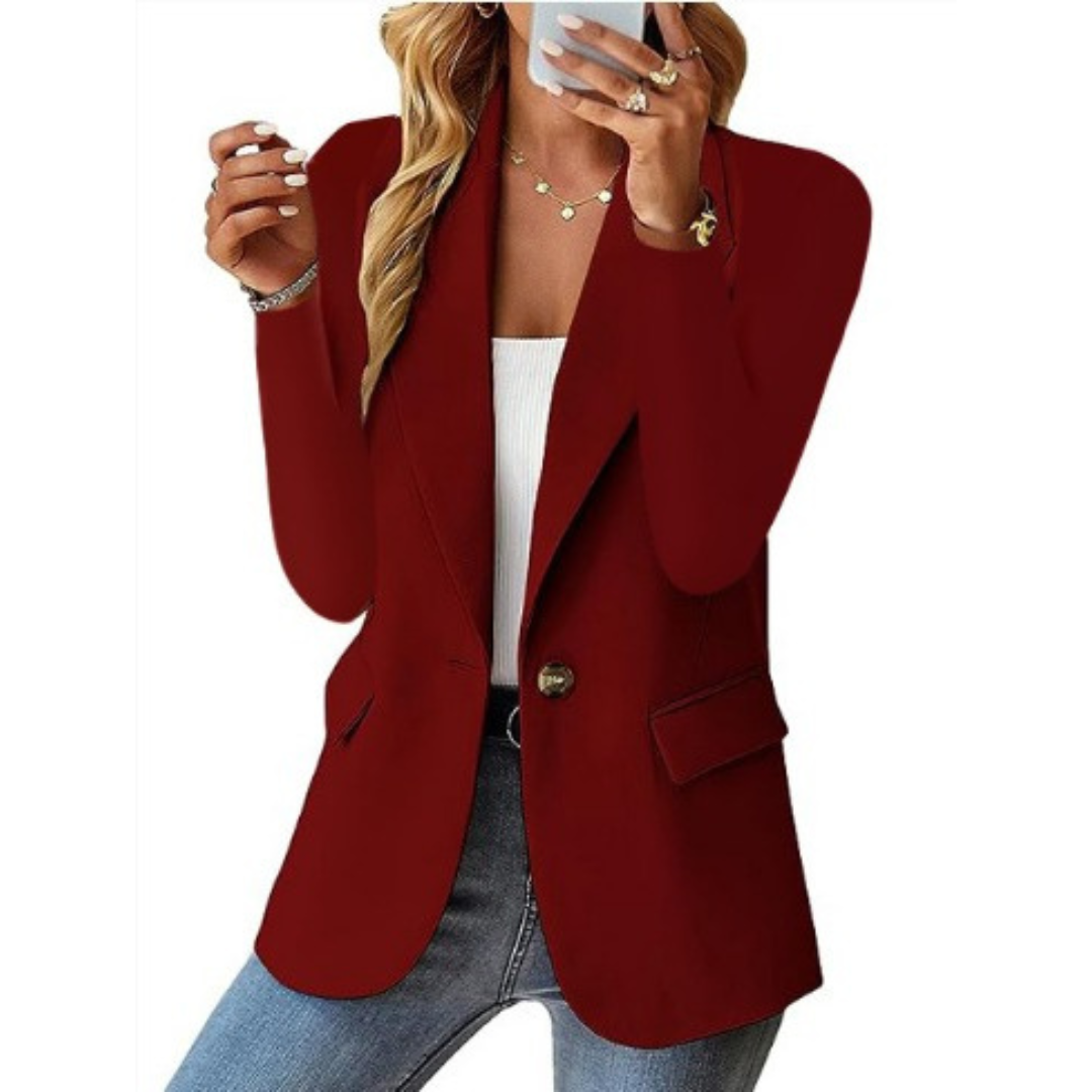 Women's Wool Blend Casual Workwear Office Blazer Jacket