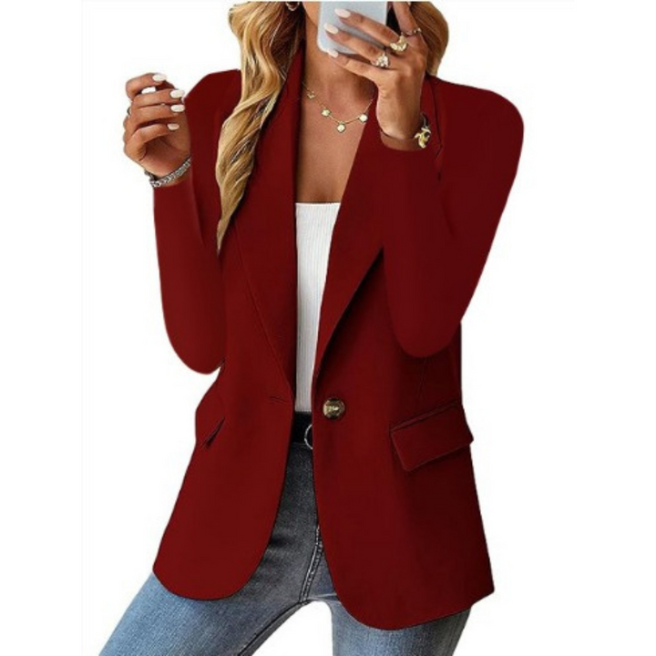 Women's Wool Blend Casual Workwear Office Blazer Jacket