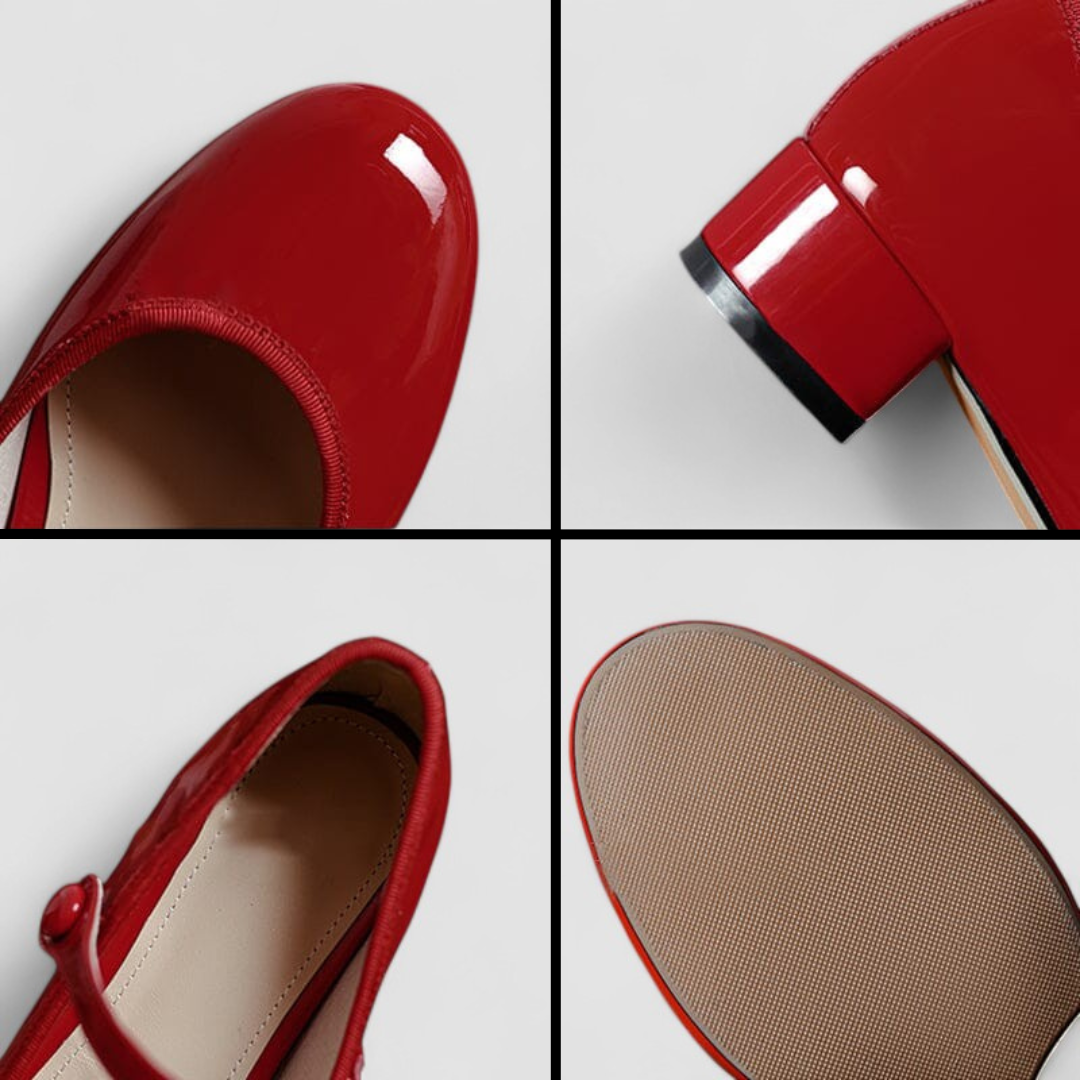 Women's Leather Mary Jane Block Heel Shoes