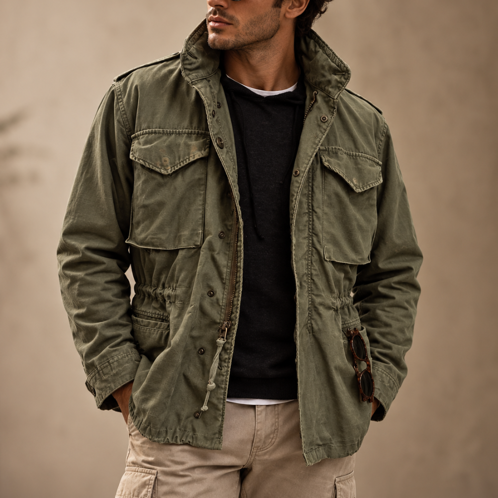 Men's Canvas Military Utility Field Jacket Outerwear Coat