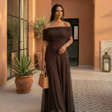 Women's Off-Shoulder Maxi Dress Chiffon Evening Gown