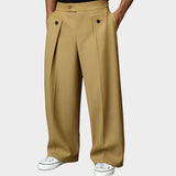 Men's Wool Wide Leg Pleated Tailored Trousers