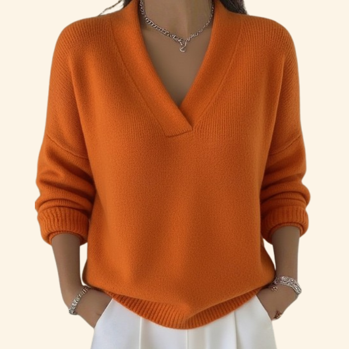 Women’s Merino Wool V-Neck Long-Sleeve Pullover