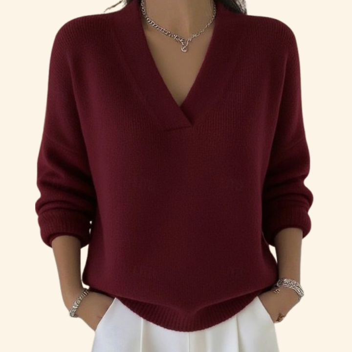Women’s Merino Wool V-Neck Long-Sleeve Pullover