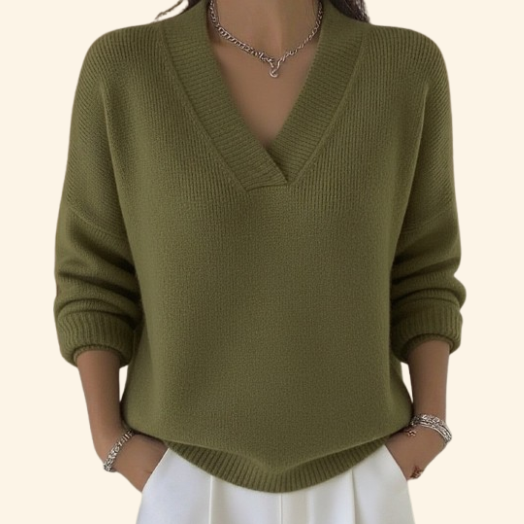 Women’s Merino Wool V-Neck Long-Sleeve Pullover