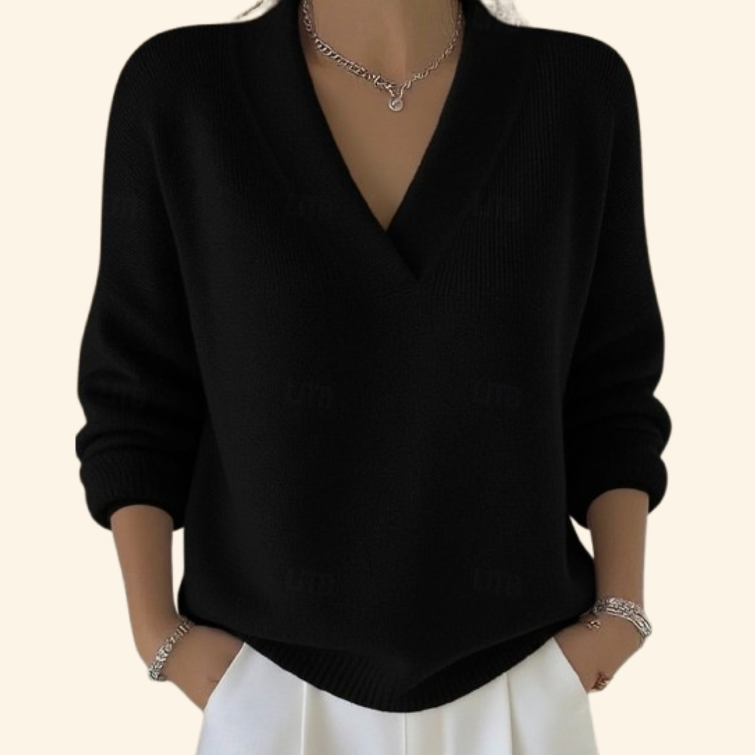 Women’s Merino Wool V-Neck Long-Sleeve Pullover