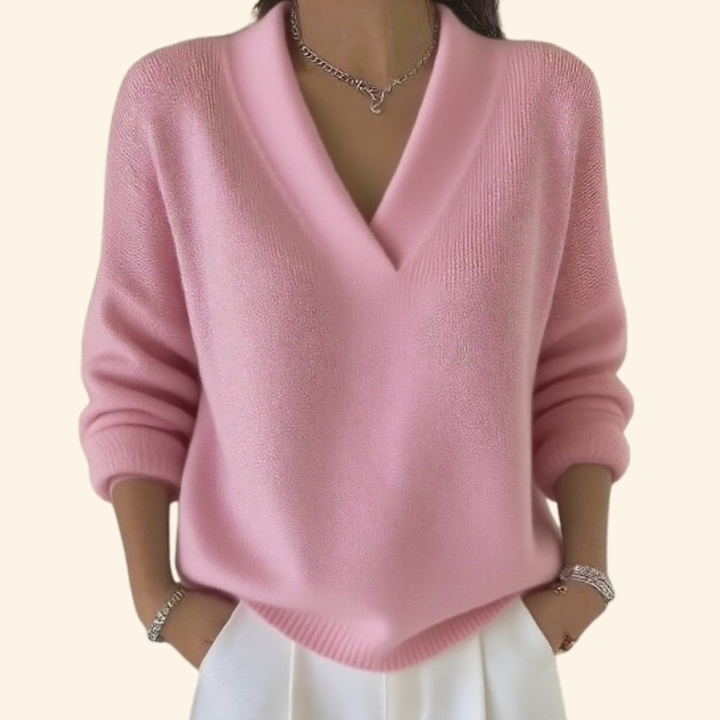 Women’s Merino Wool V-Neck Long-Sleeve Pullover