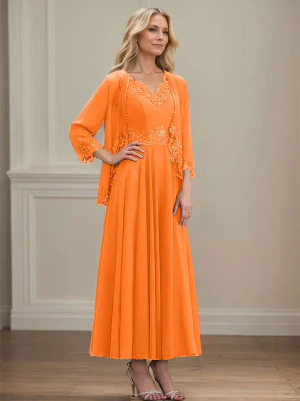 Women's Chiffon Evening Dress with Jacket