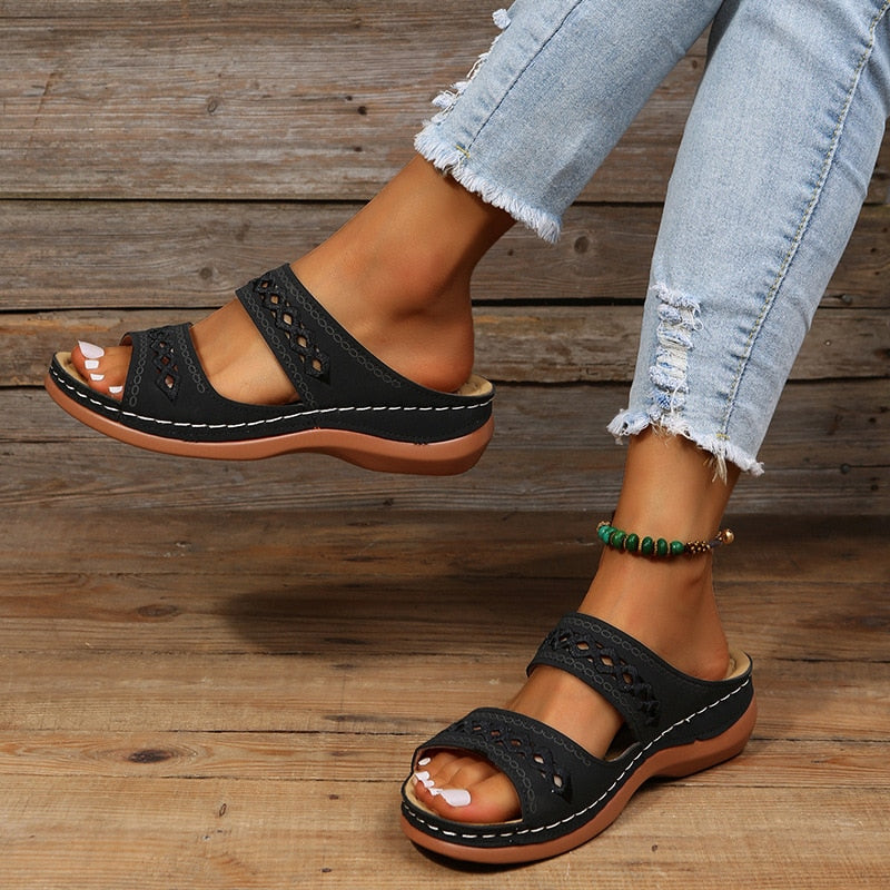 Orthopedic Sandals For Women |Three Arch Support | Black