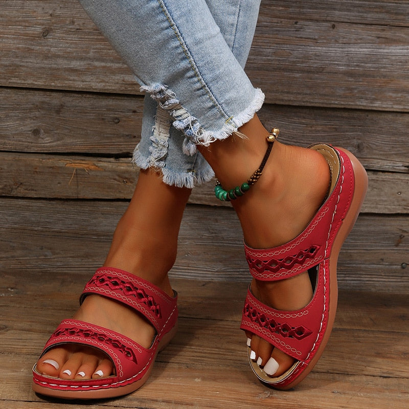 Orthopedic Sandals For Women | Three Arch Support | Red