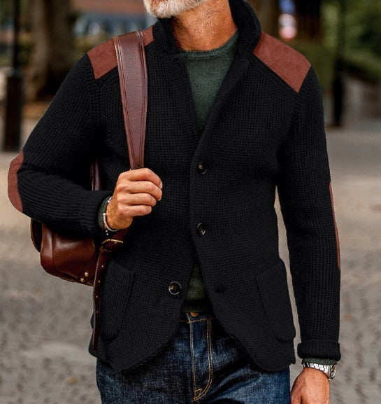 Men's Wool Knit Cardigan Sweater Blazer