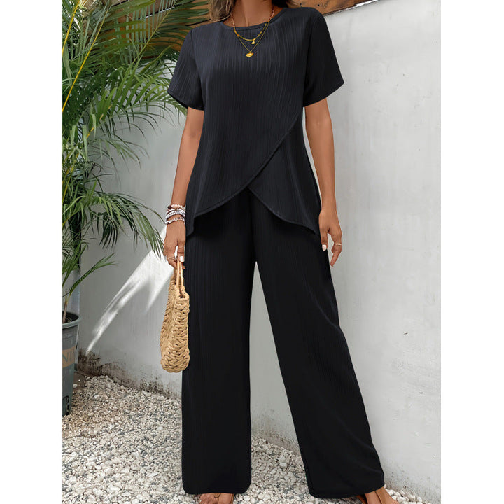 Women’s Silk-Blend Draped Wide-Leg Co-Ord Set