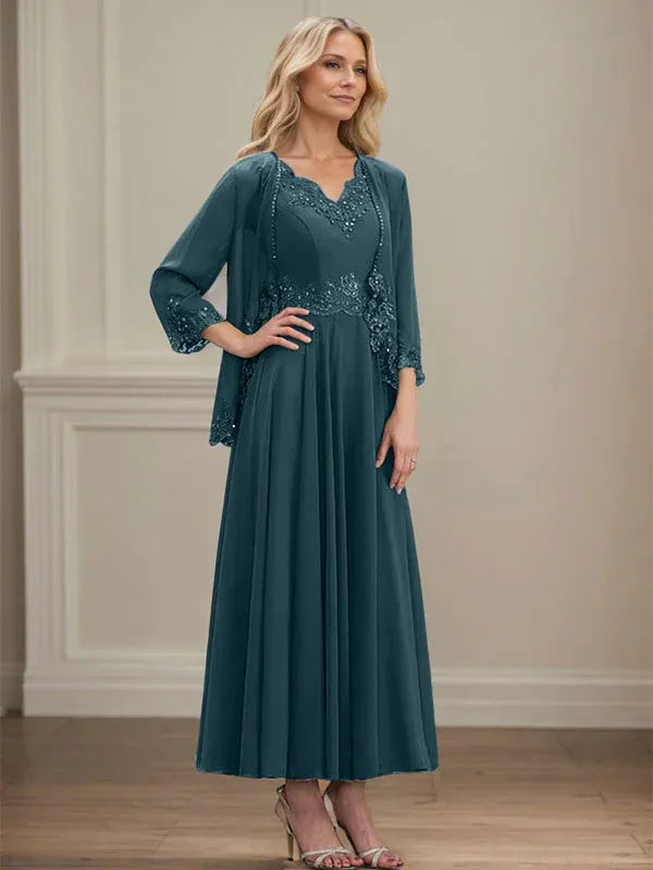 Women's Chiffon Evening Dress with Jacket