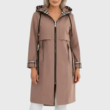 Women's Fleece Hooded Trench Coat Long Jacket