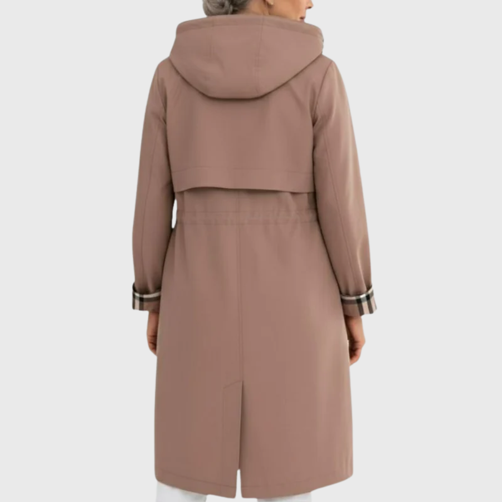 Women's Fleece Hooded Trench Coat Long Jacket