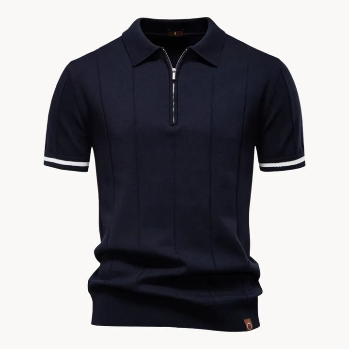 Men's Knit Quarter-Zip Short Sleeve Polo Shirt
