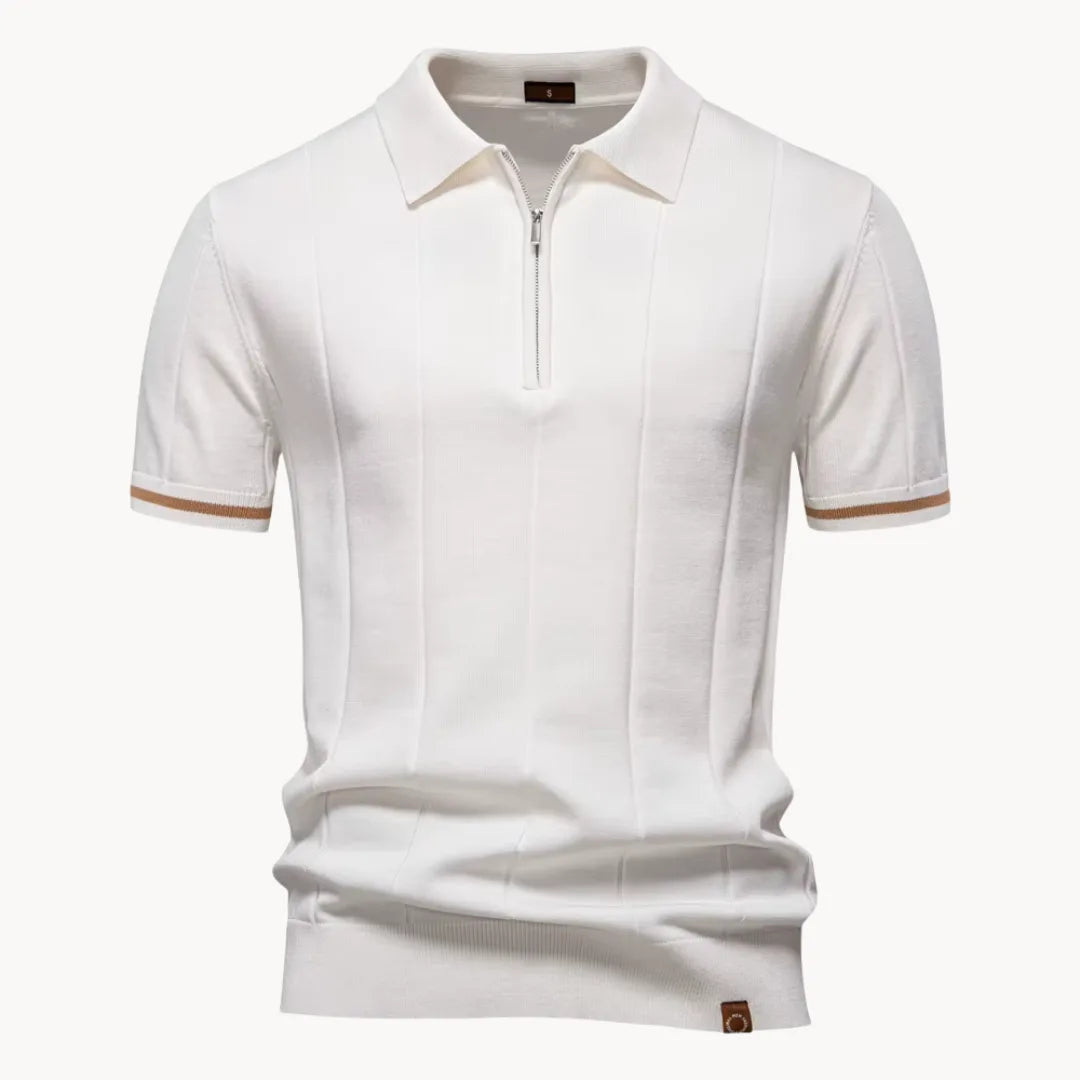 Men's Knit Quarter-Zip Short Sleeve Polo Shirt