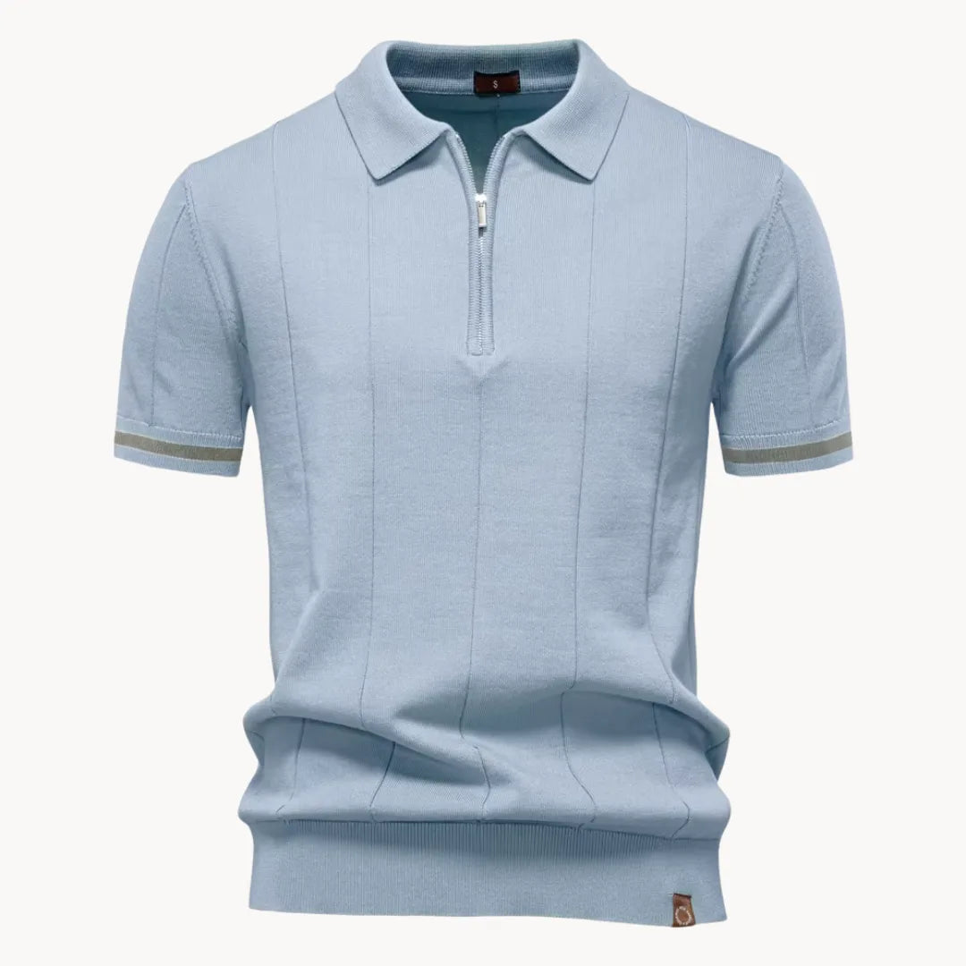 Men's Knit Quarter-Zip Short Sleeve Polo Shirt
