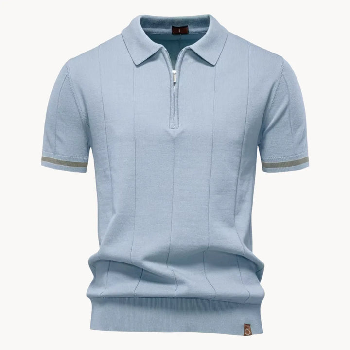 Men's Knit Quarter-Zip Short Sleeve Polo Shirt