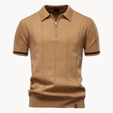 Men's Knit Quarter-Zip Short Sleeve Polo Shirt