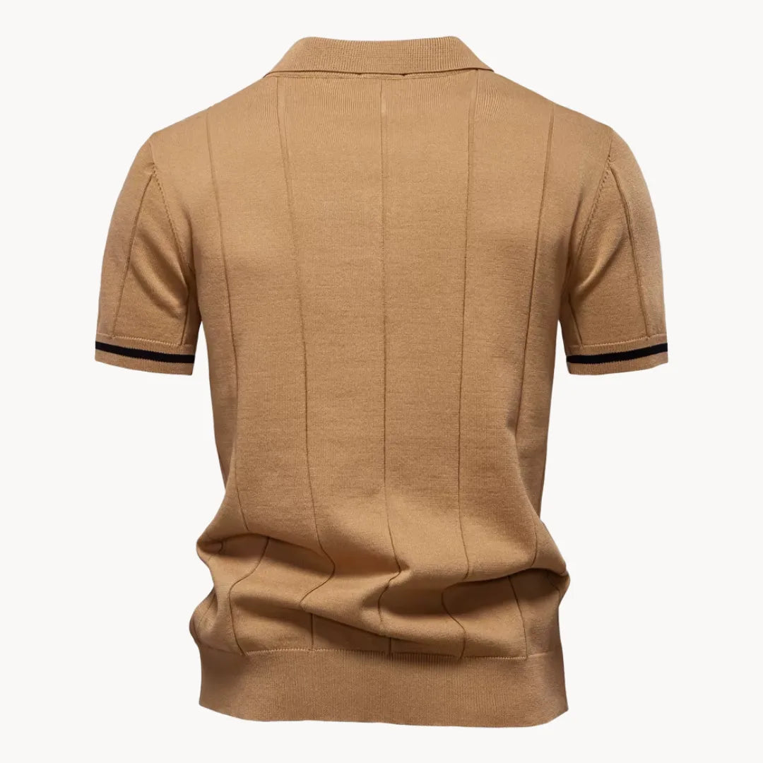 Men's Knit Quarter-Zip Short Sleeve Polo Shirt