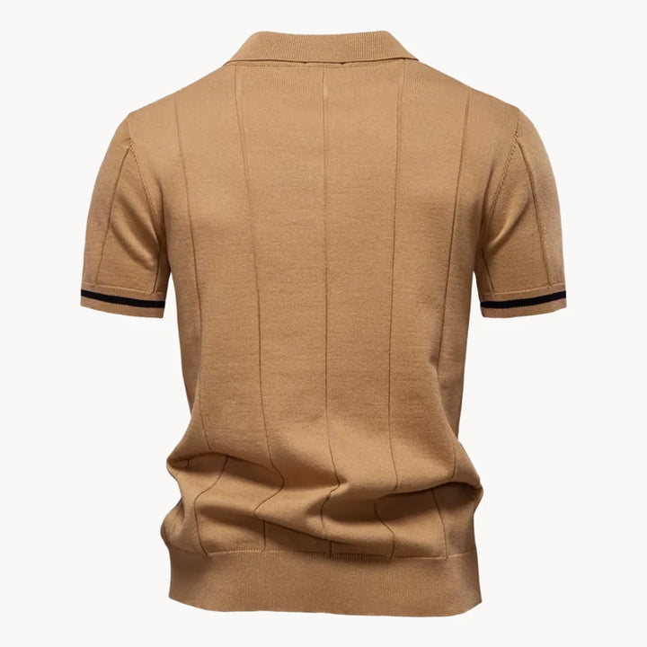 Men's Knit Quarter-Zip Short Sleeve Polo Shirt