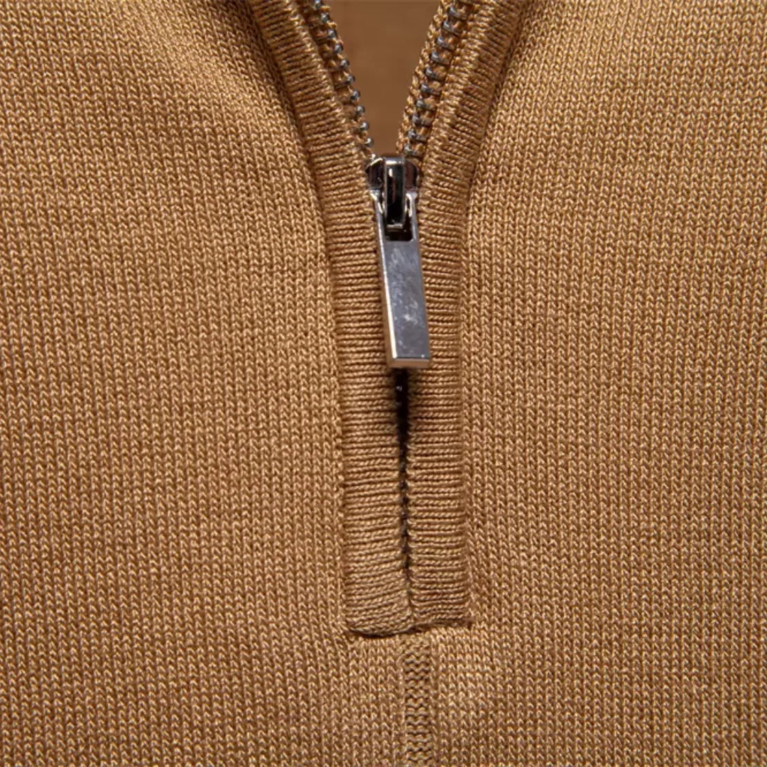 Men's Knit Quarter-Zip Short Sleeve Polo Shirt