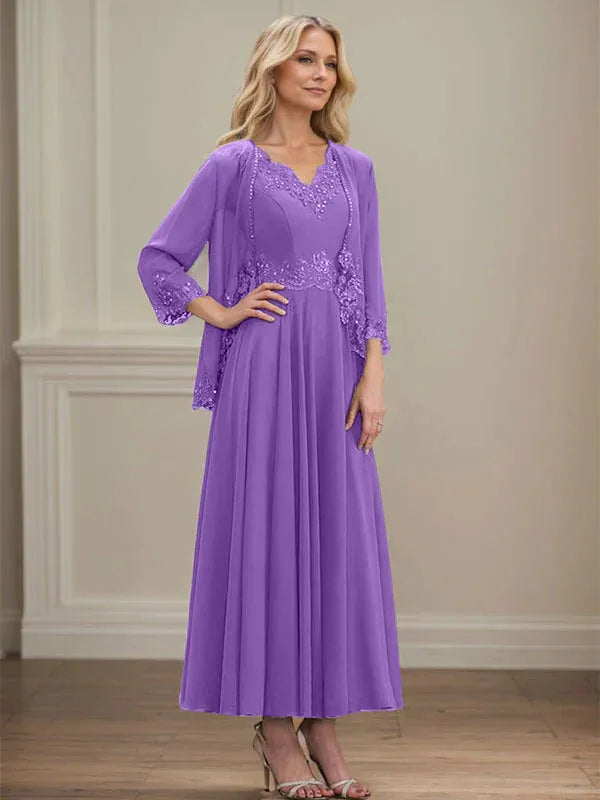 Women's Chiffon Evening Dress with Jacket