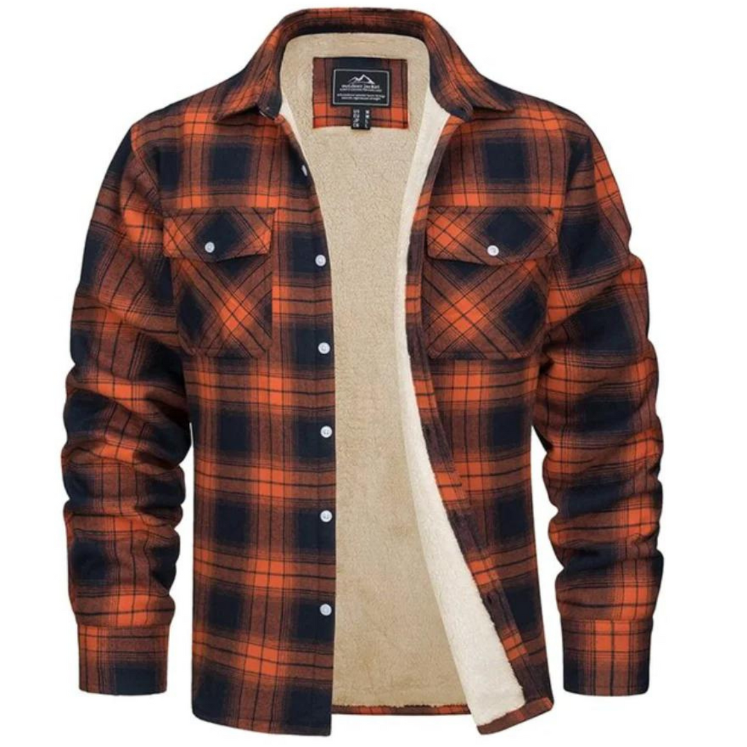 Men's Fleece Lined Plaid Flannel Heavyweight Shirt Jacket