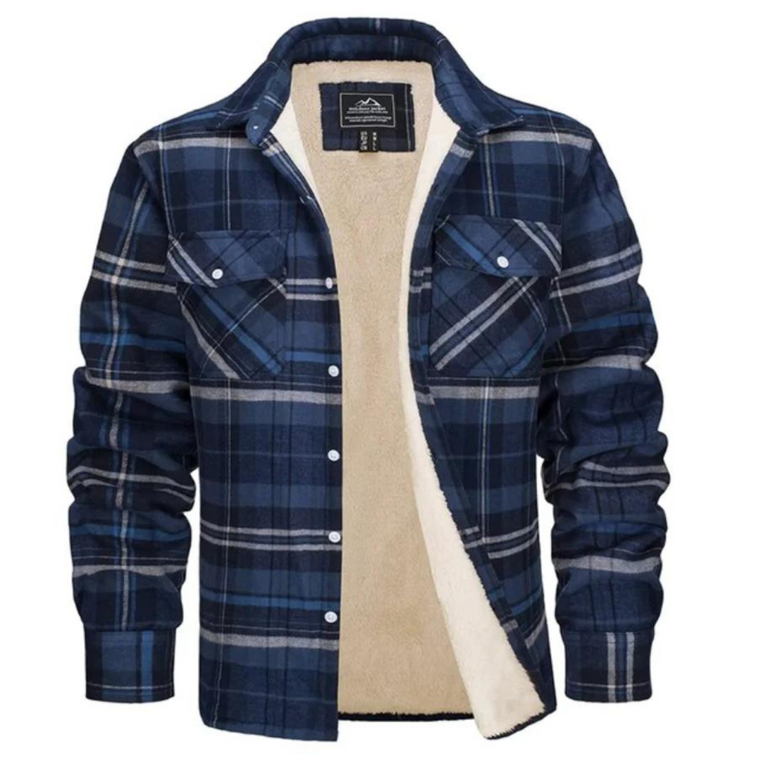 Men's Fleece Lined Plaid Flannel Heavyweight Shirt Jacket