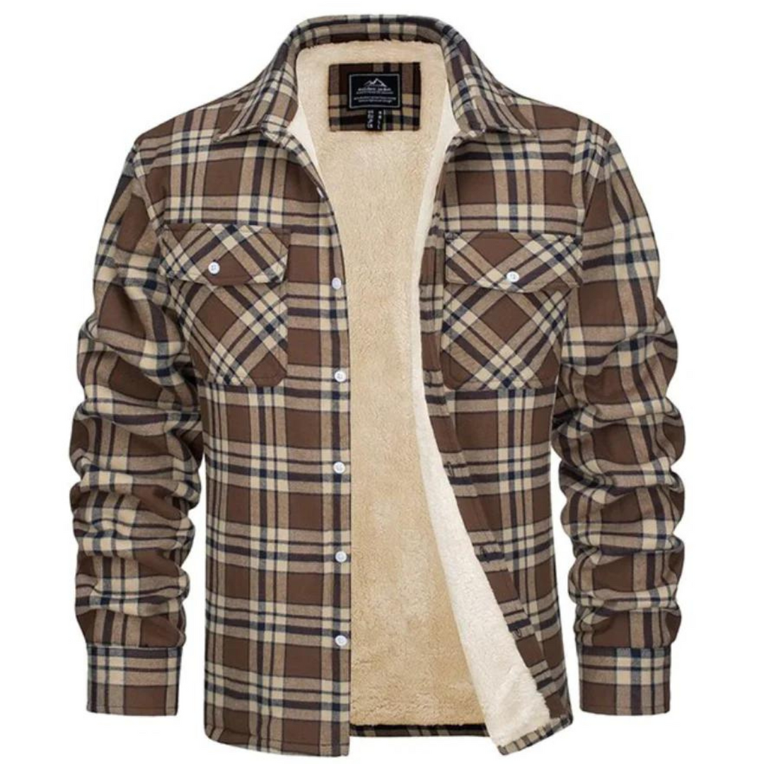 Men's Fleece Lined Plaid Flannel Heavyweight Shirt Jacket