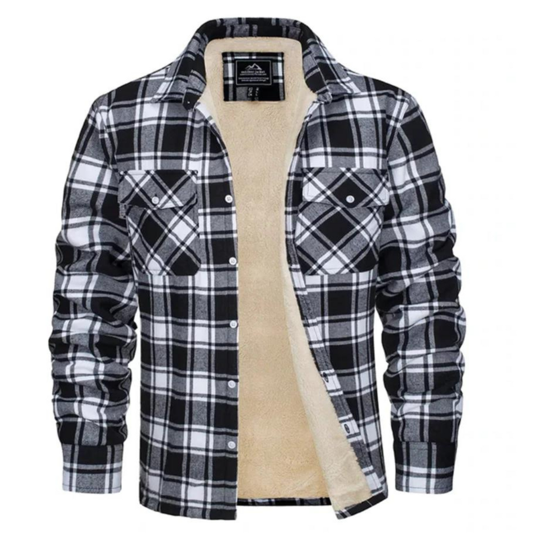 Men's Fleece Lined Plaid Flannel Heavyweight Shirt Jacket