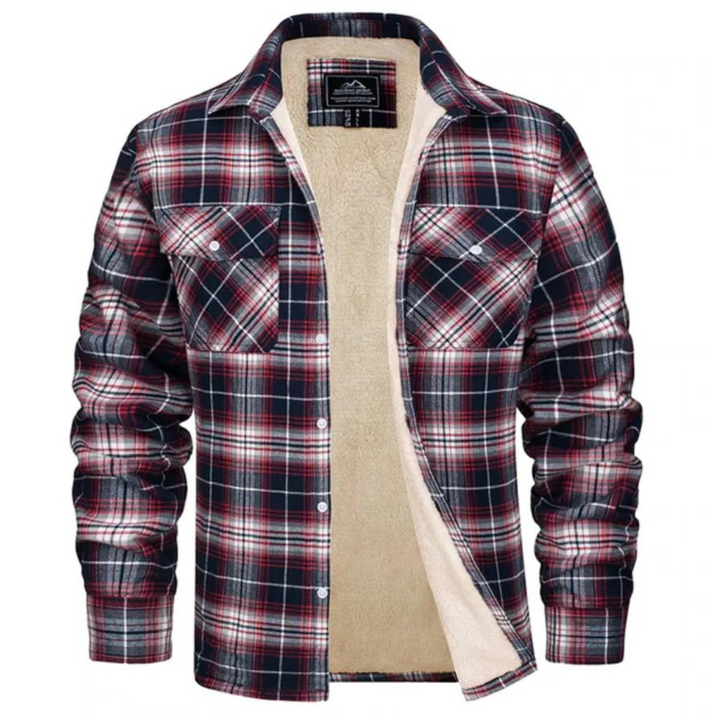 Men's Fleece Lined Plaid Flannel Heavyweight Shirt Jacket