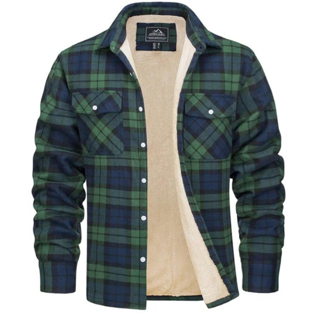 Men's Fleece Lined Plaid Flannel Heavyweight Shirt Jacket