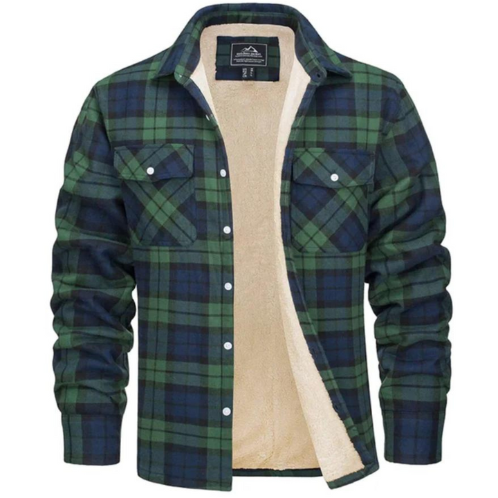 Men's Fleece Lined Plaid Flannel Heavyweight Shirt Jacket