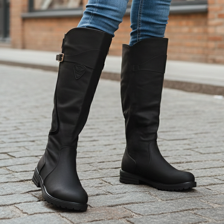 Women's Leather Tall Knee High Riding Boots Equestrian Style