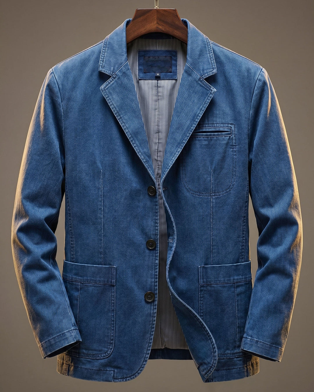 Men's Denim and Wool-Mix Blazer Jacket