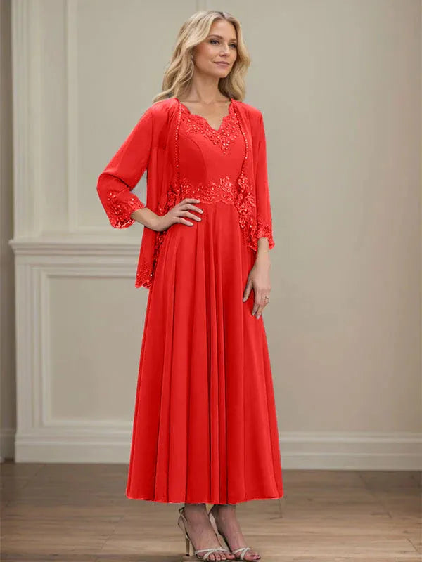 Women's Chiffon Evening Dress with Jacket
