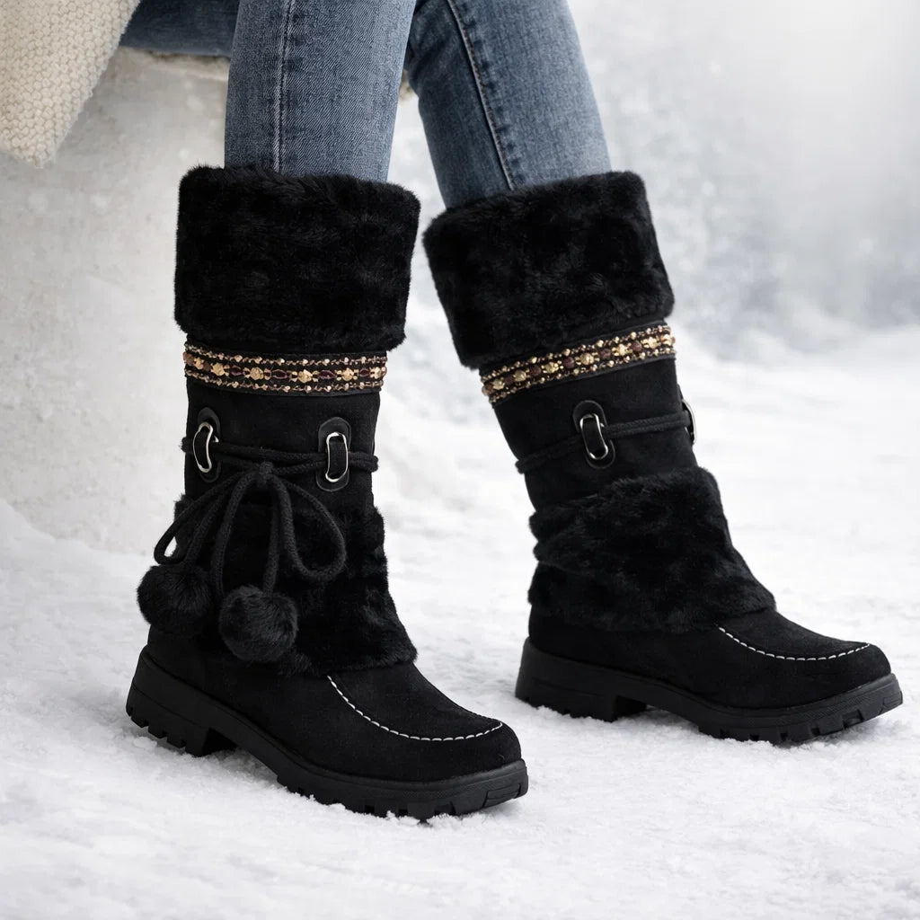 Women’s Leather Orthopedic Fur-Lined Walking Boots