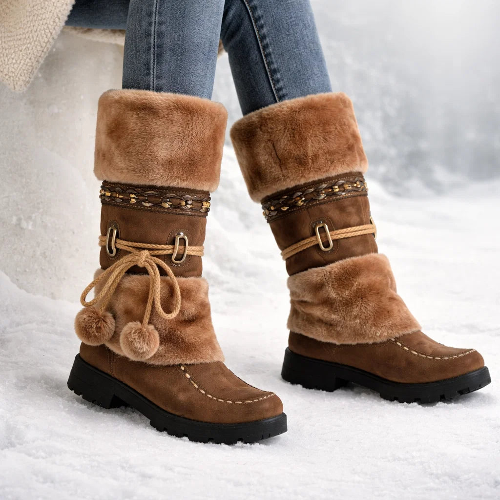 Women’s Leather Orthopedic Fur-Lined Walking Boots