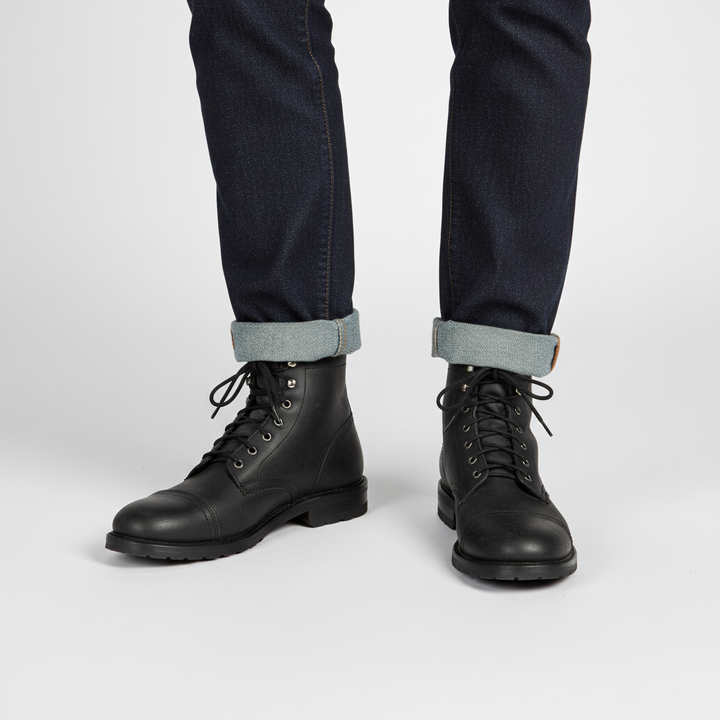 Men's Leather Boots Work Casual Ankle Shoes